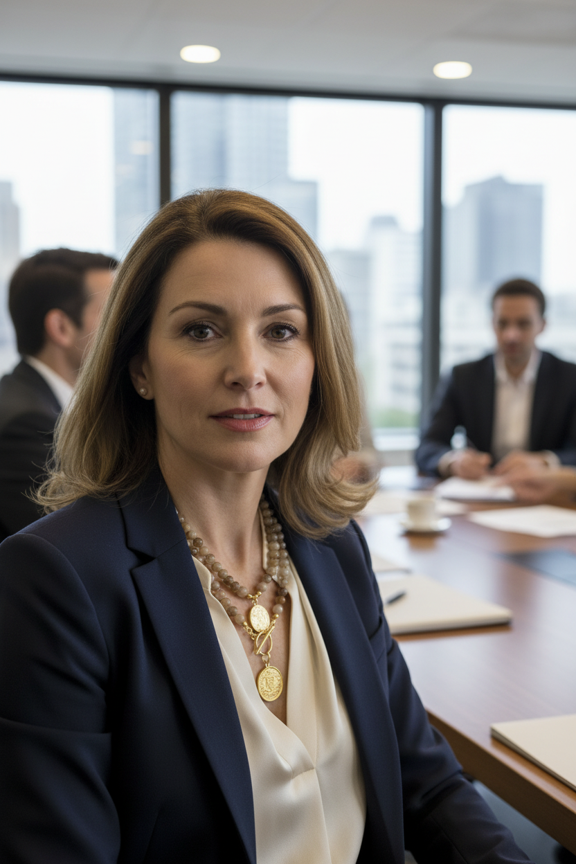 Mujer reunión realista